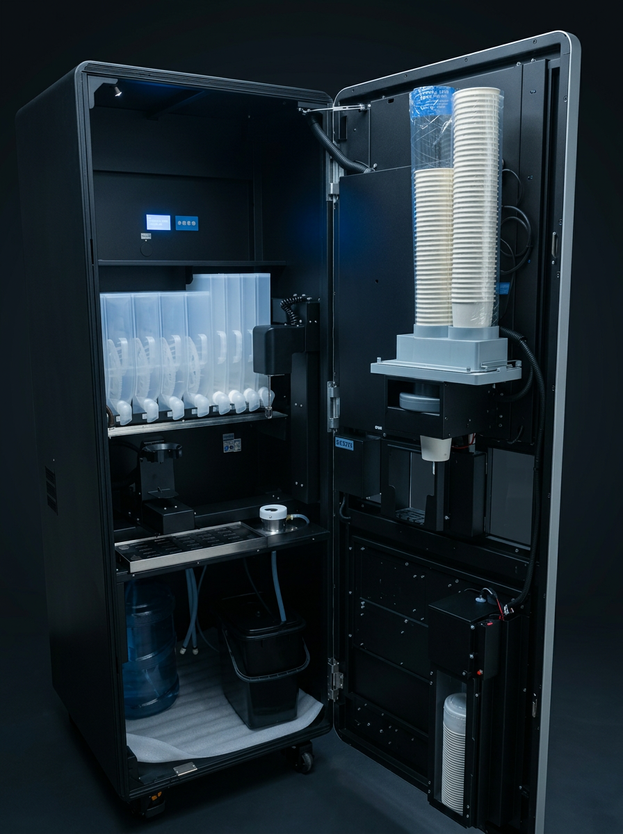 Inside the real SharkFit machine: nine independent ingredient dispensers