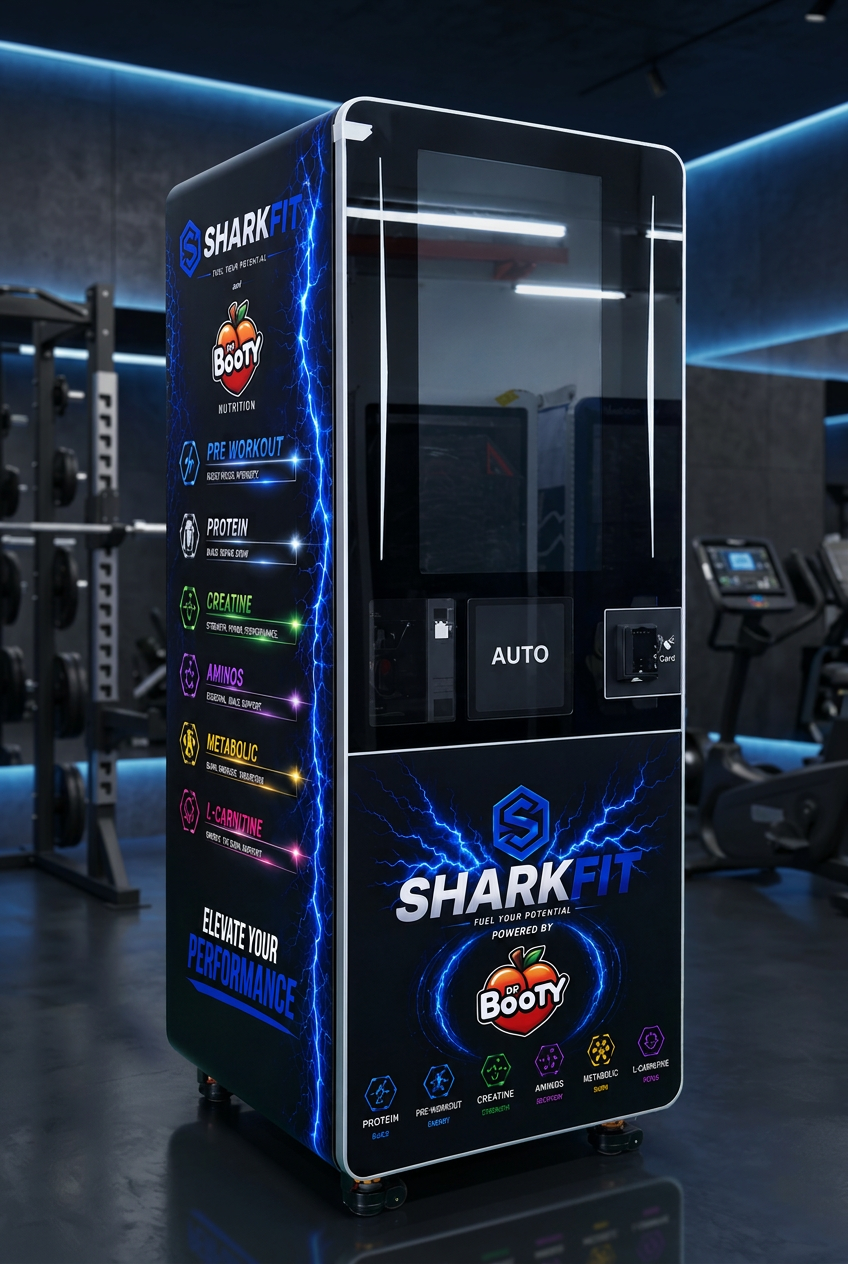The real SharkFit machine shown at scale inside a premium gym